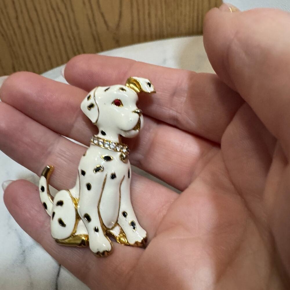 Dalmatian enamel brooch vintage RARE